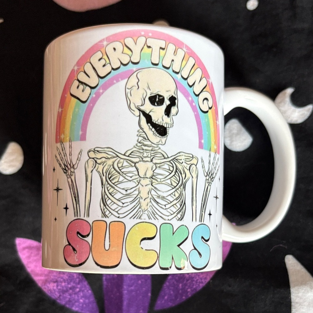 Rainbow Skeleton Mug with Bold Statement